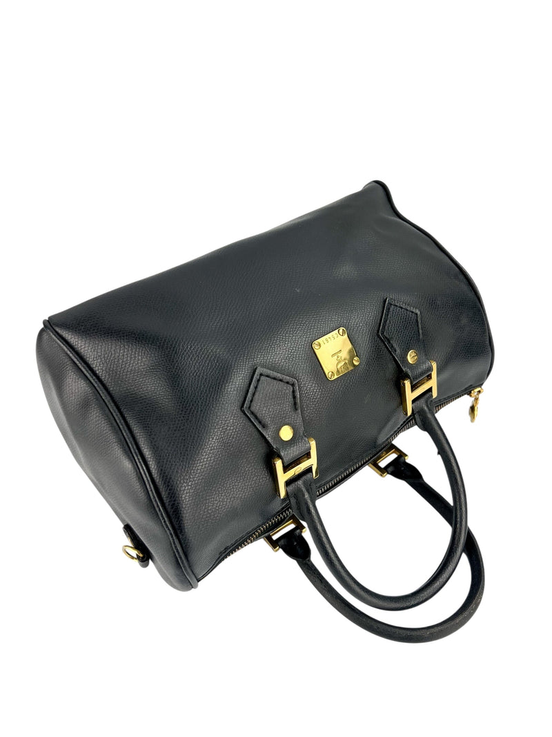 MCM Black Leather Heritage Boston Bag