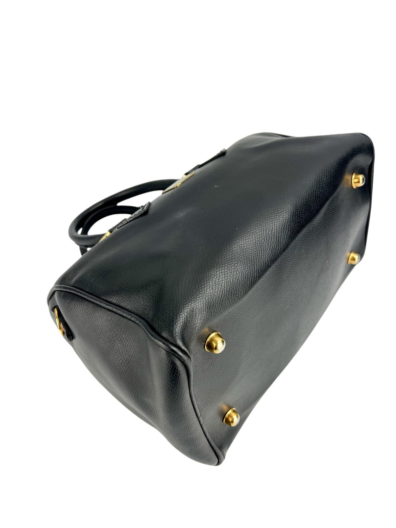 MCM Black Leather Heritage Boston Bag