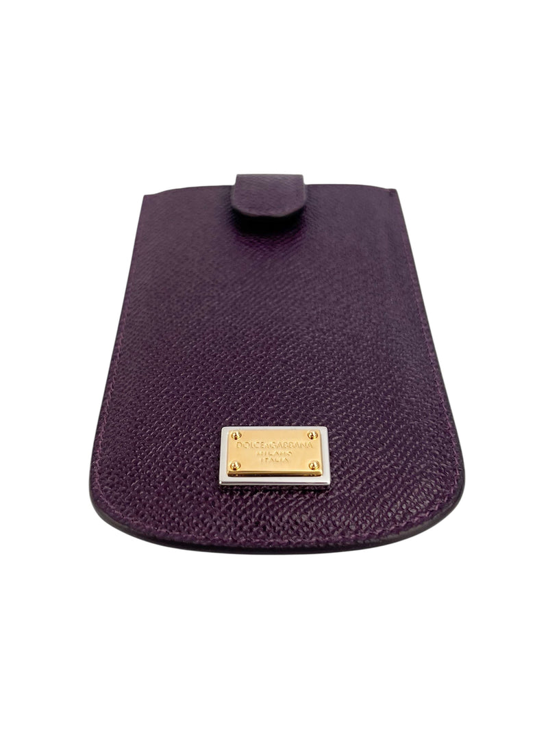 Dolce & Gabbana Plum Saffiano Leather Snap Pouch