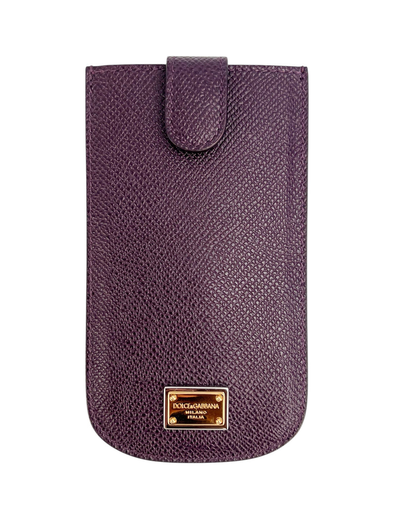 Dolce & Gabbana Plum Saffiano Leather Snap Pouch