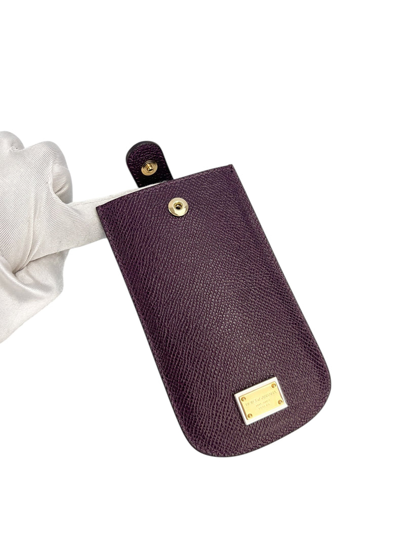 Dolce & Gabbana Plum Saffiano Leather Snap Pouch