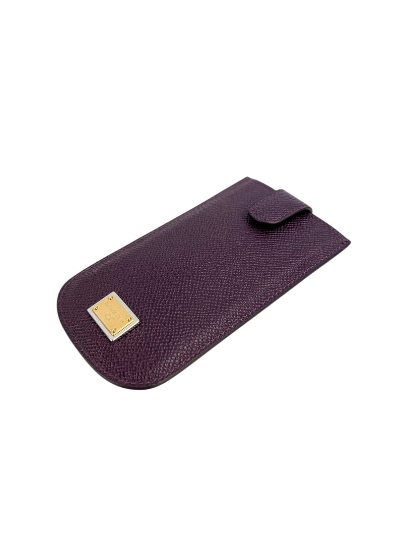 Dolce & Gabbana Plum Saffiano Leather Snap Pouch