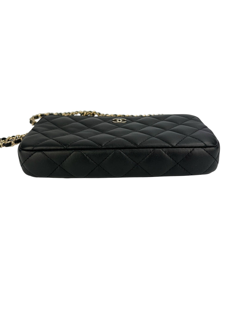 Chanel Black Lambskin Zip WOC Full Set