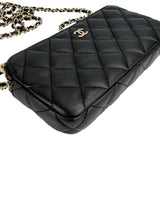 Chanel Black Lambskin Zip WOC Full Set