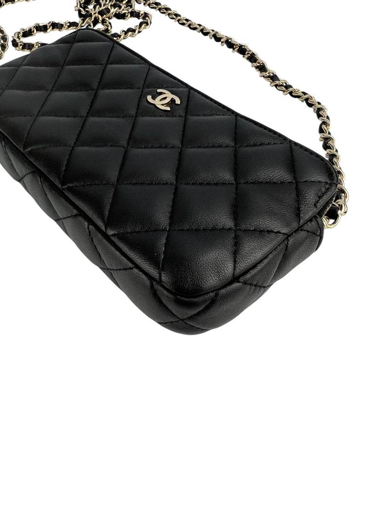 Chanel Black Lambskin Zip WOC Full Set