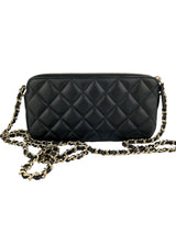 Chanel Black Lambskin Zip WOC Full Set