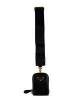 Prada Re-Edition Saffiano Black Leather Pouch & Strap