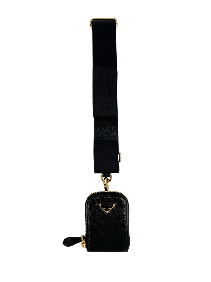 Prada Re-Edition Saffiano Black Leather Pouch & Strap