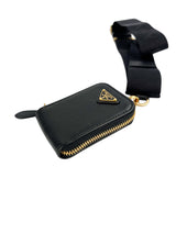 Prada Re-Edition Saffiano Black Leather Pouch & Strap