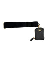 Prada Re-Edition Saffiano Black Leather Pouch & Strap