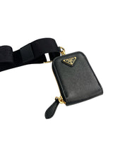Prada Re-Edition Saffiano Black Leather Pouch & Strap