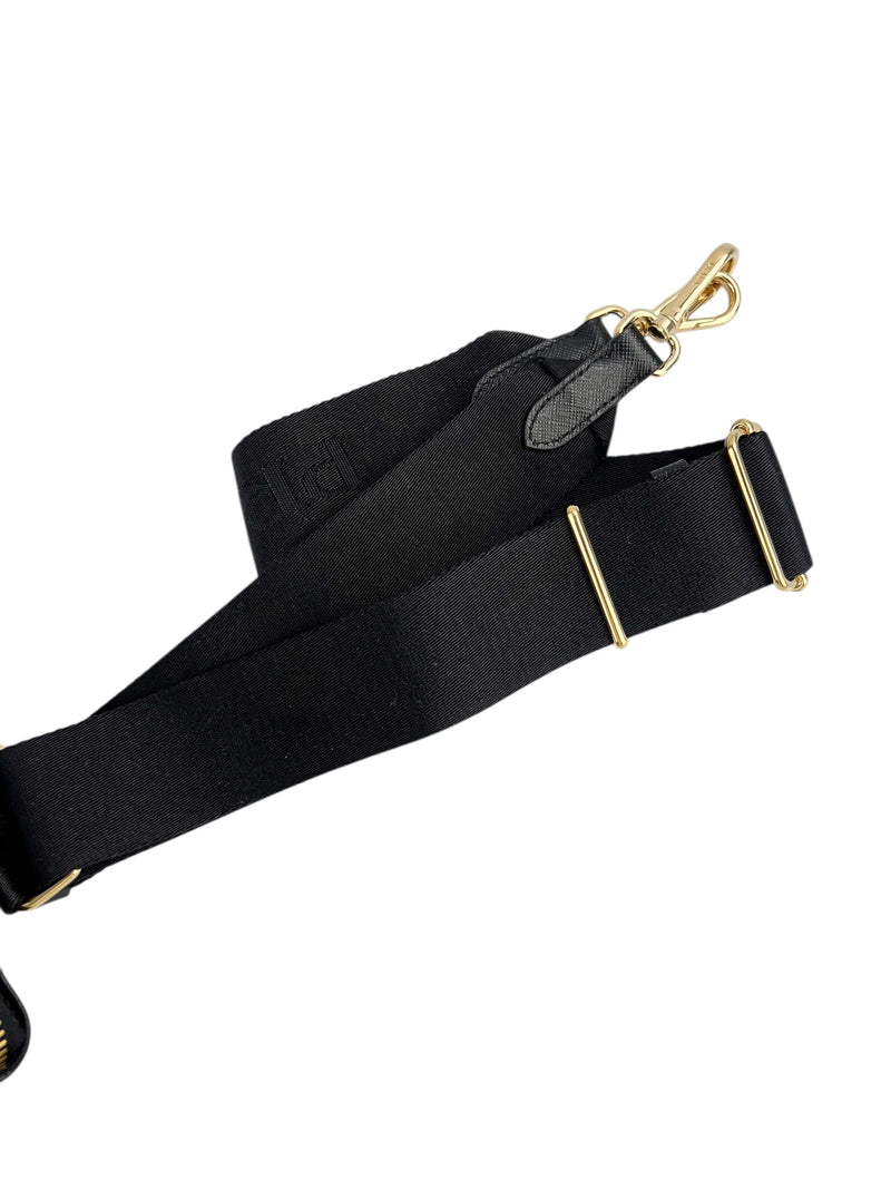 Prada Re-Edition Saffiano Black Leather Pouch & Strap
