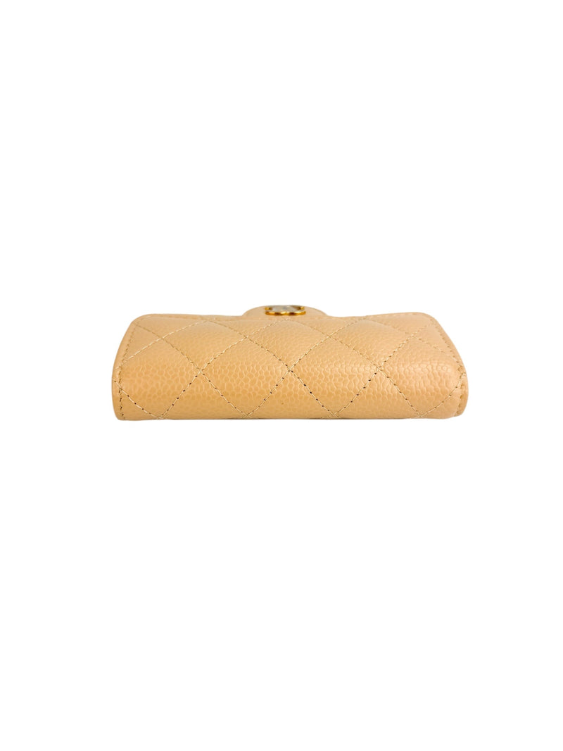 Classic Beige Caviar Classic Flap Card Holder (FULL SET)