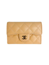 Classic Beige Caviar Classic Flap Card Holder (FULL SET)