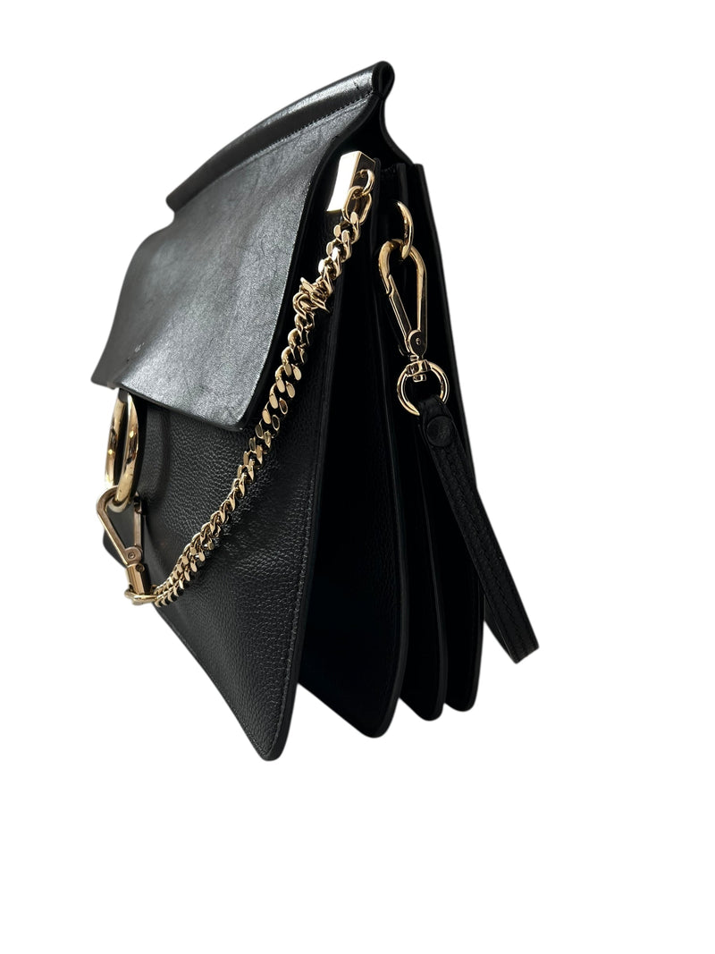 Chloe Black Leather Faye Crossbody Medium