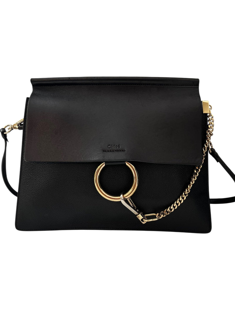 Chloe Black Leather Faye Crossbody Medium
