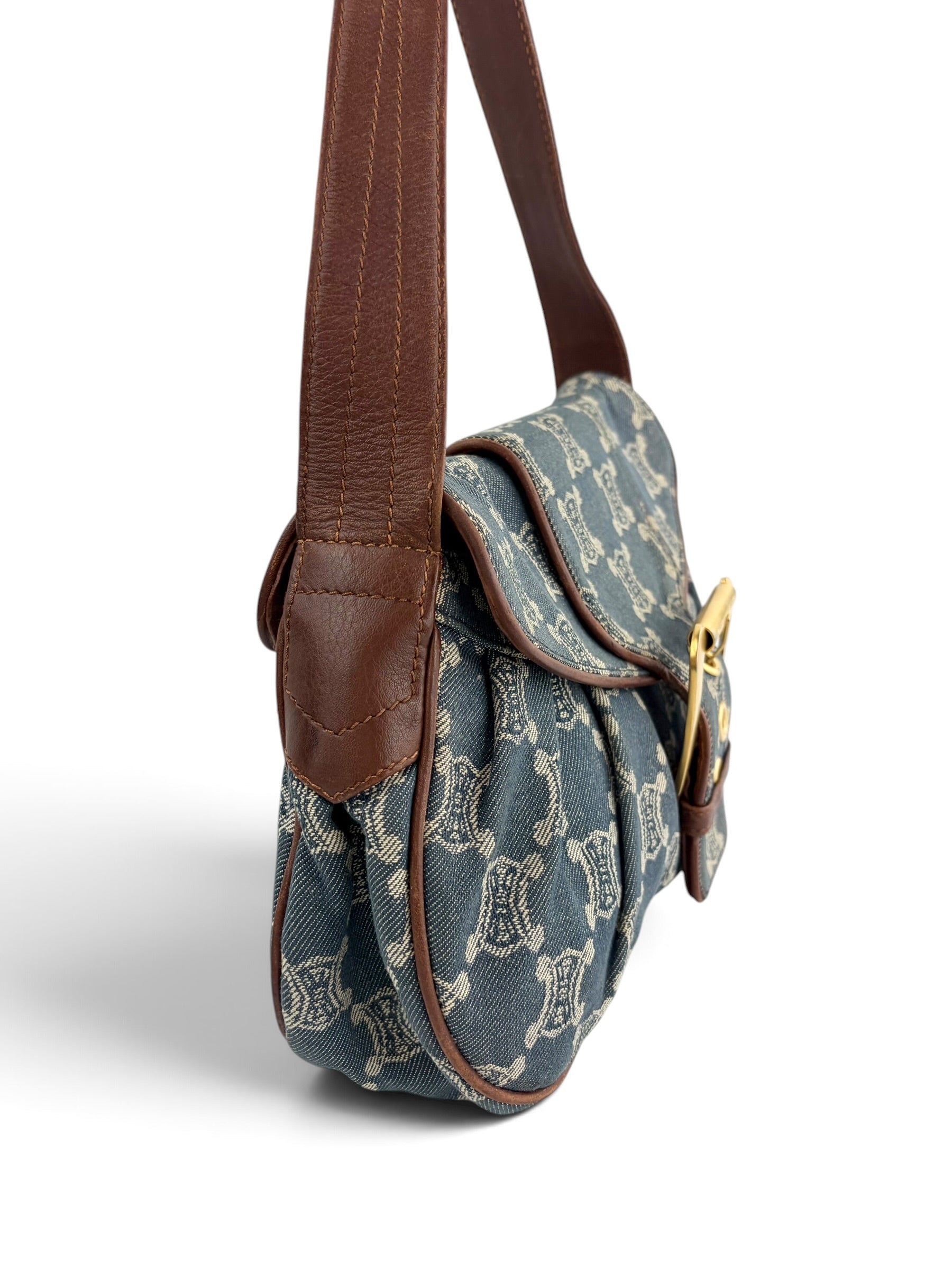 celine-denim-macadam-buckle-shoulder-bag-3