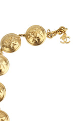 Chanel Vintage 24k Gold Plated Medallion Bracelet