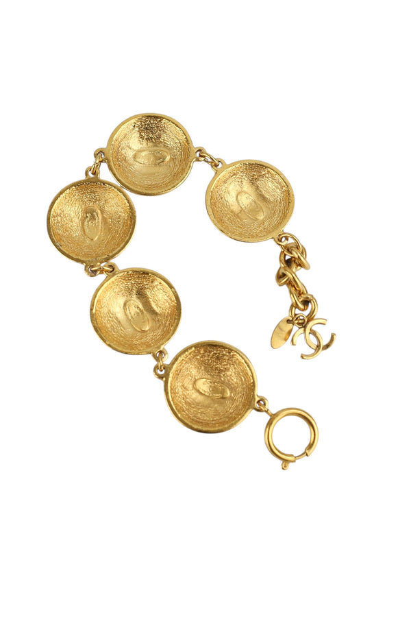 Chanel Vintage 24k Gold Plated Medallion Bracelet