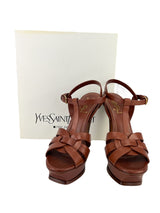 Saint Laurent Tribute 105 Sandal Dark Cuoio Heels 37.5