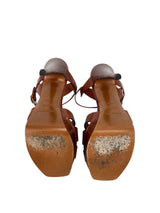 Saint Laurent Tribute 105 Sandal Dark Cuoio Heels 37.5