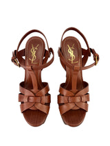Saint Laurent Tribute 105 Sandal Dark Cuoio Heels 37.5