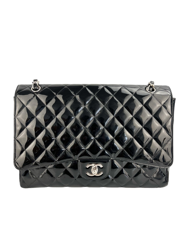 Chanel Black Patent Maxi Single Flap