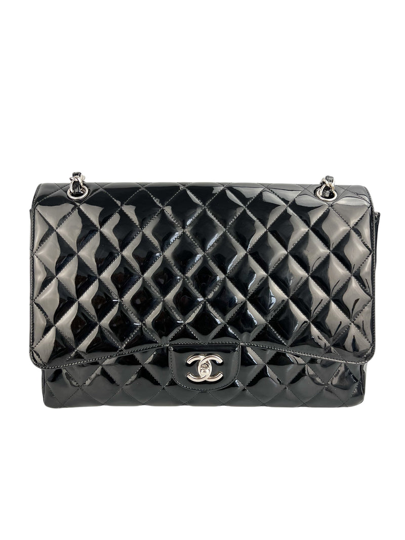 Chanel Black Patent Maxi Single Flap