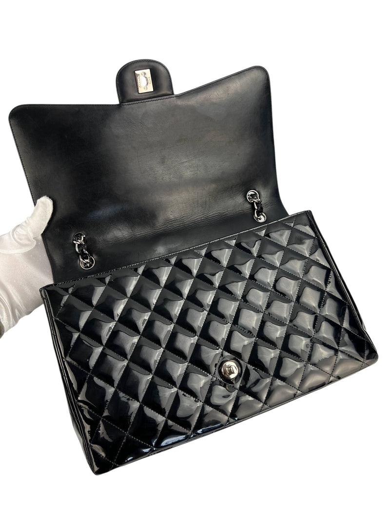 Chanel Black Patent Maxi Single Flap