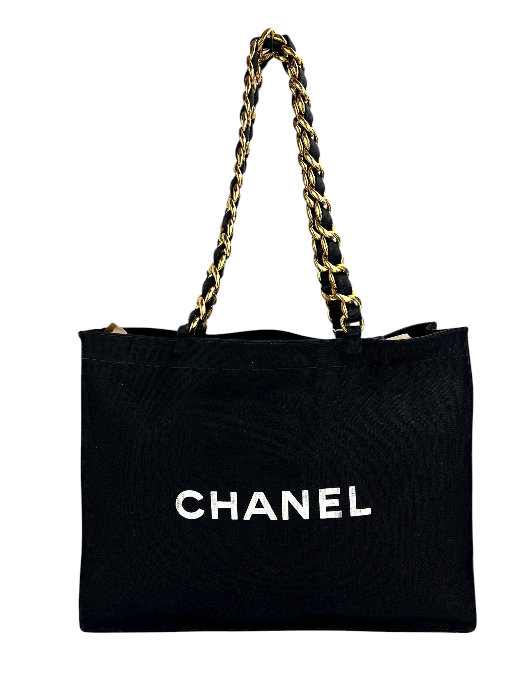 Chanel Black Canvas CC Vintage Chain Tote