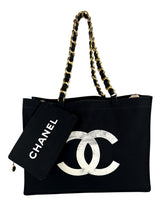 Chanel Black Canvas CC Vintage Chain Tote