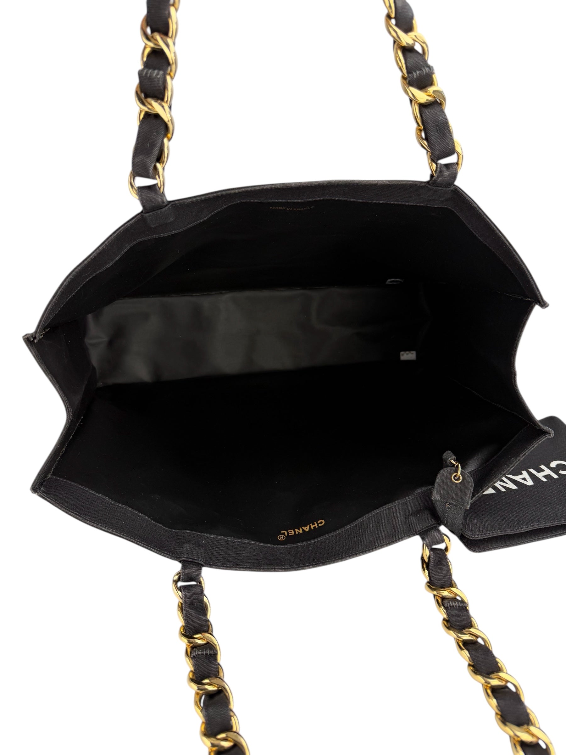 Chanel Black Canvas CC Vintage Chain Tote