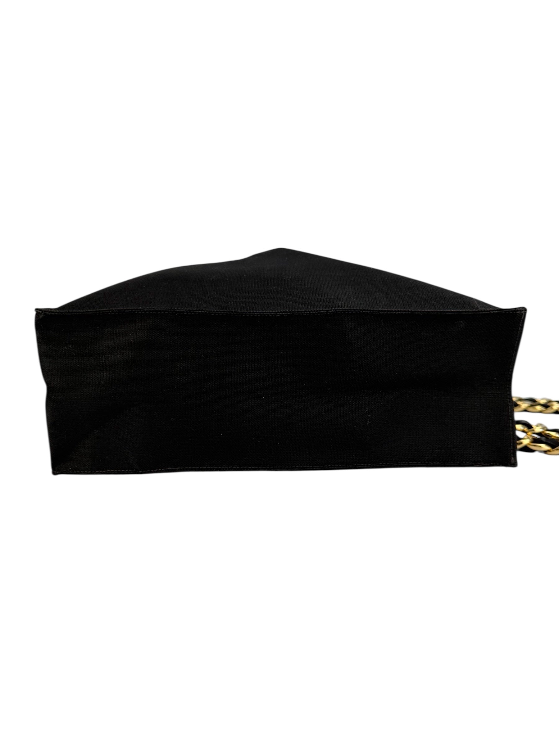 Chanel Black Canvas CC Vintage Chain Tote
