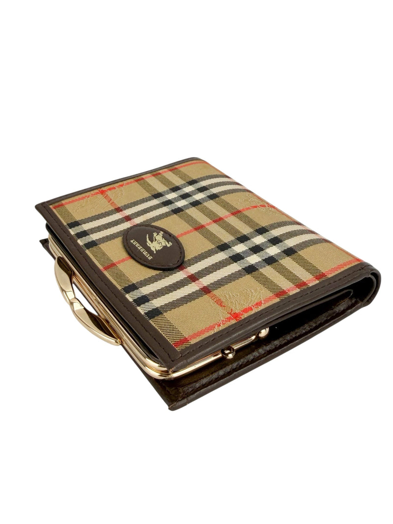 Burberry Housecheck Kiss Lock Wallet
