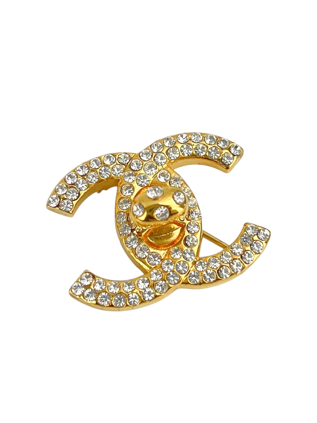Chanel Crystal Encrusted CC Turn-lock Brooch (FULL SET)