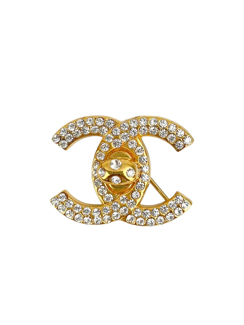 Chanel Crystal Encrusted CC Turn-lock Brooch (FULL SET)