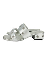 Chanel Silver Crystal Charm Sandals Size 39