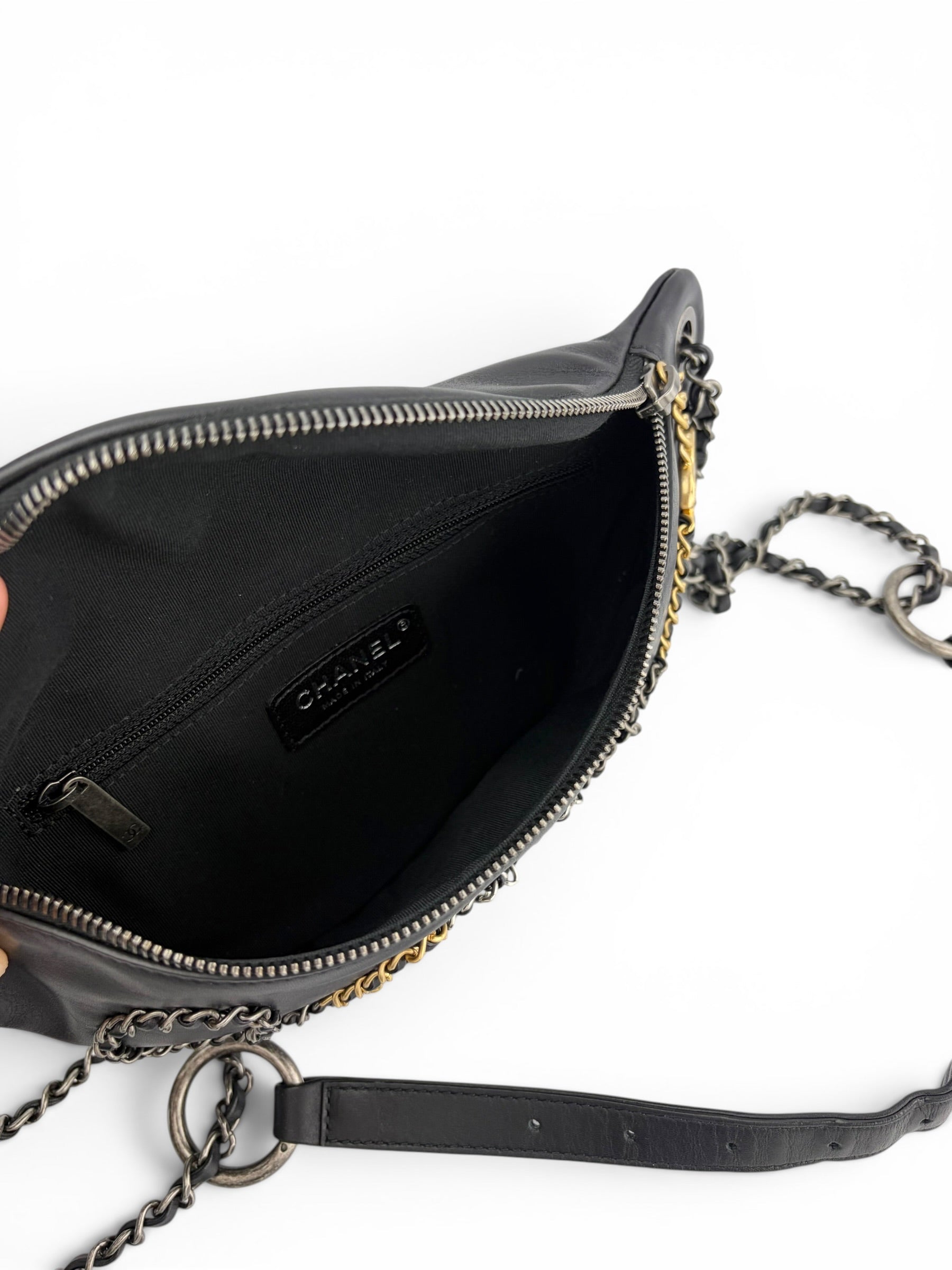 chanel-black-leather-chain-logo-bum-bag--full-set--6