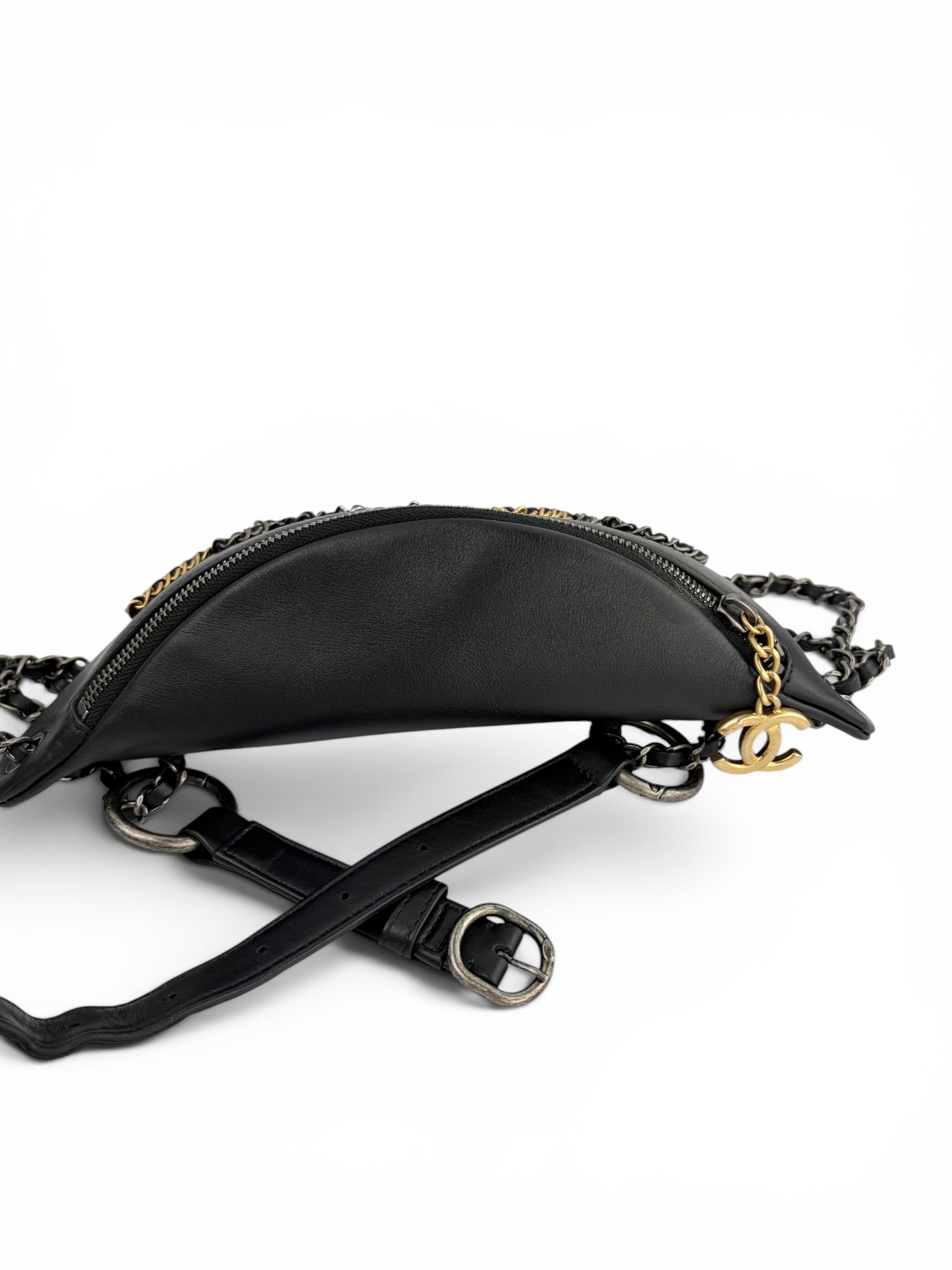 chanel-black-leather-chain-logo-bum-bag--full-set--5