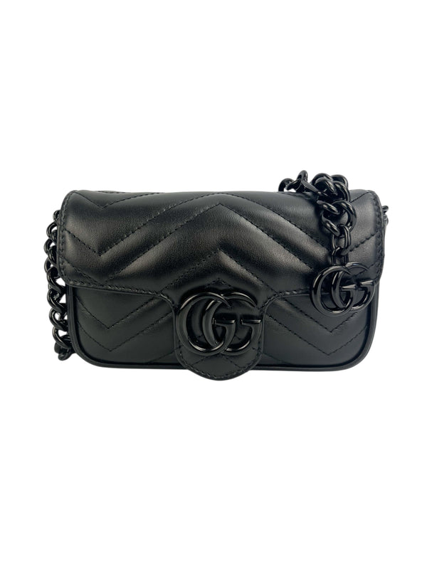 Gucci So Black Marmont Chain Belt Bag in Box