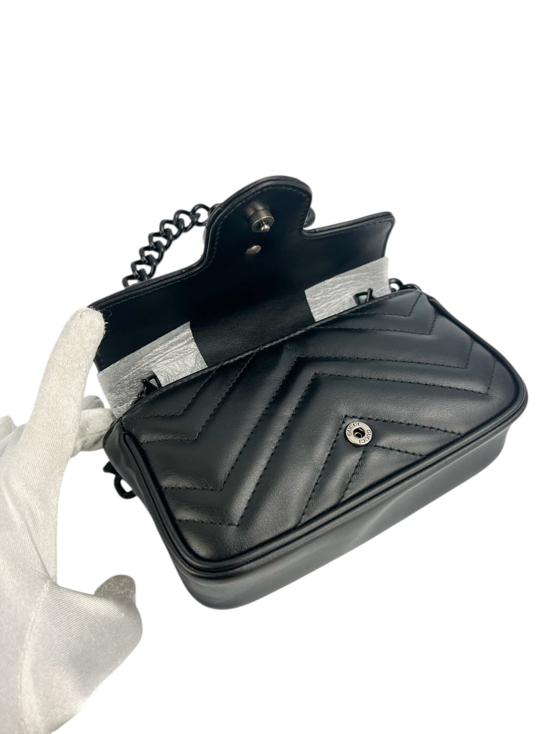 Gucci So Black Marmont Chain Belt Bag in Box