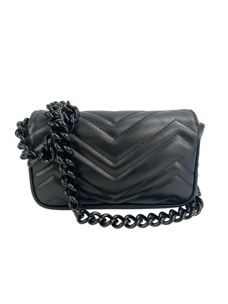 Gucci So Black Marmont Chain Belt Bag in Box