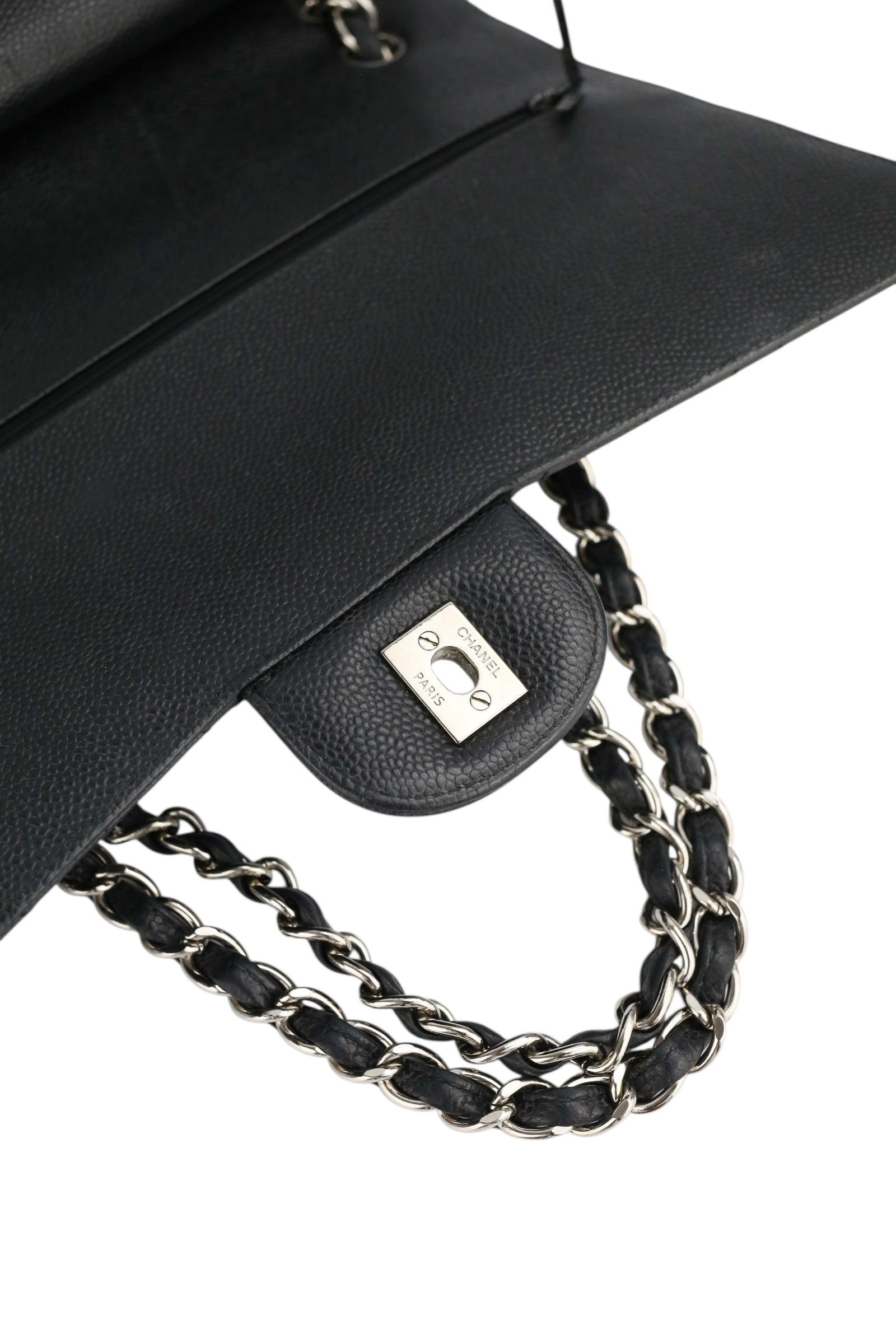 Chanel Black Caviar Double Flap Maxi In Box