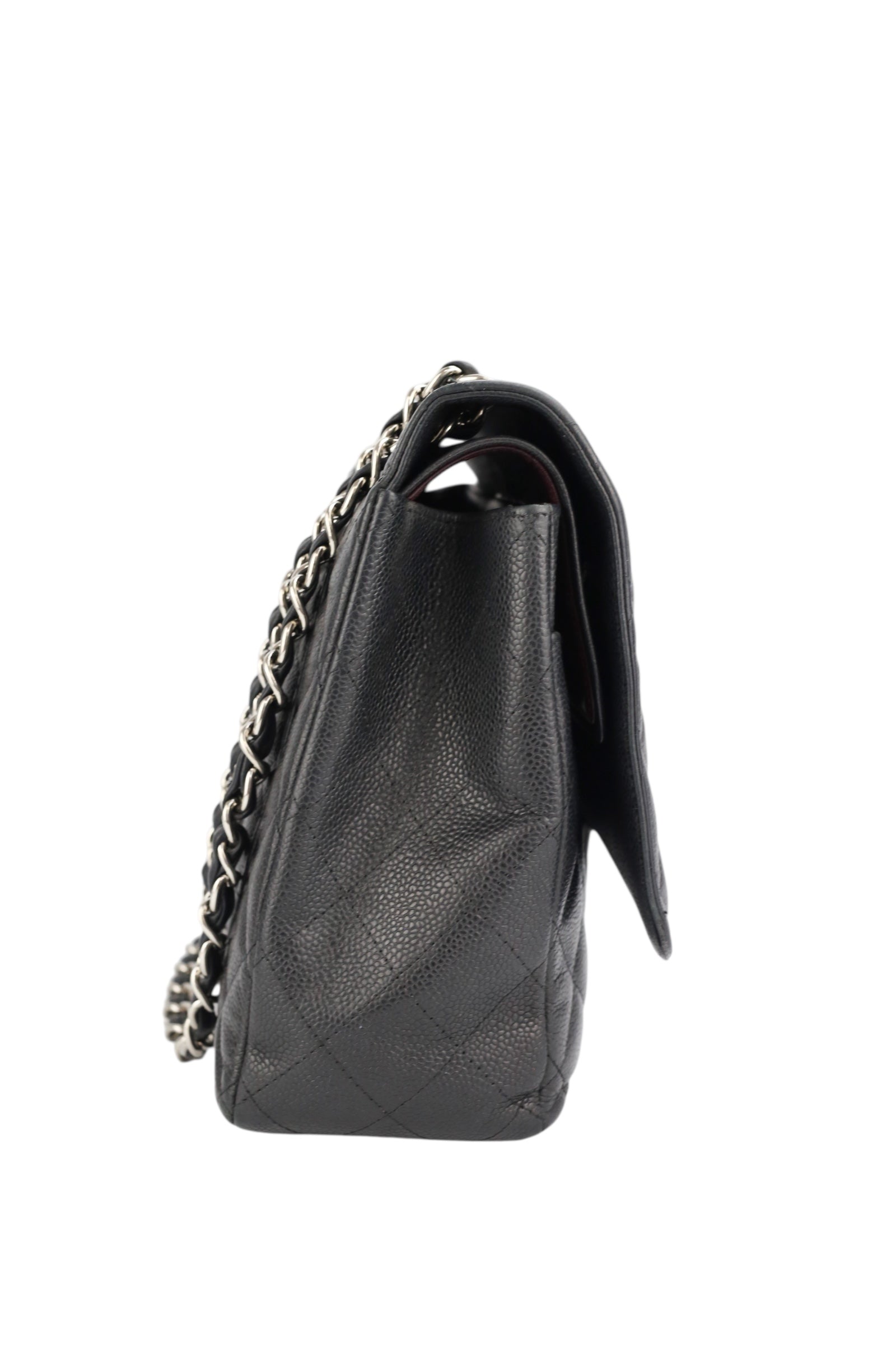 Chanel Black Caviar Double Flap Maxi In Box