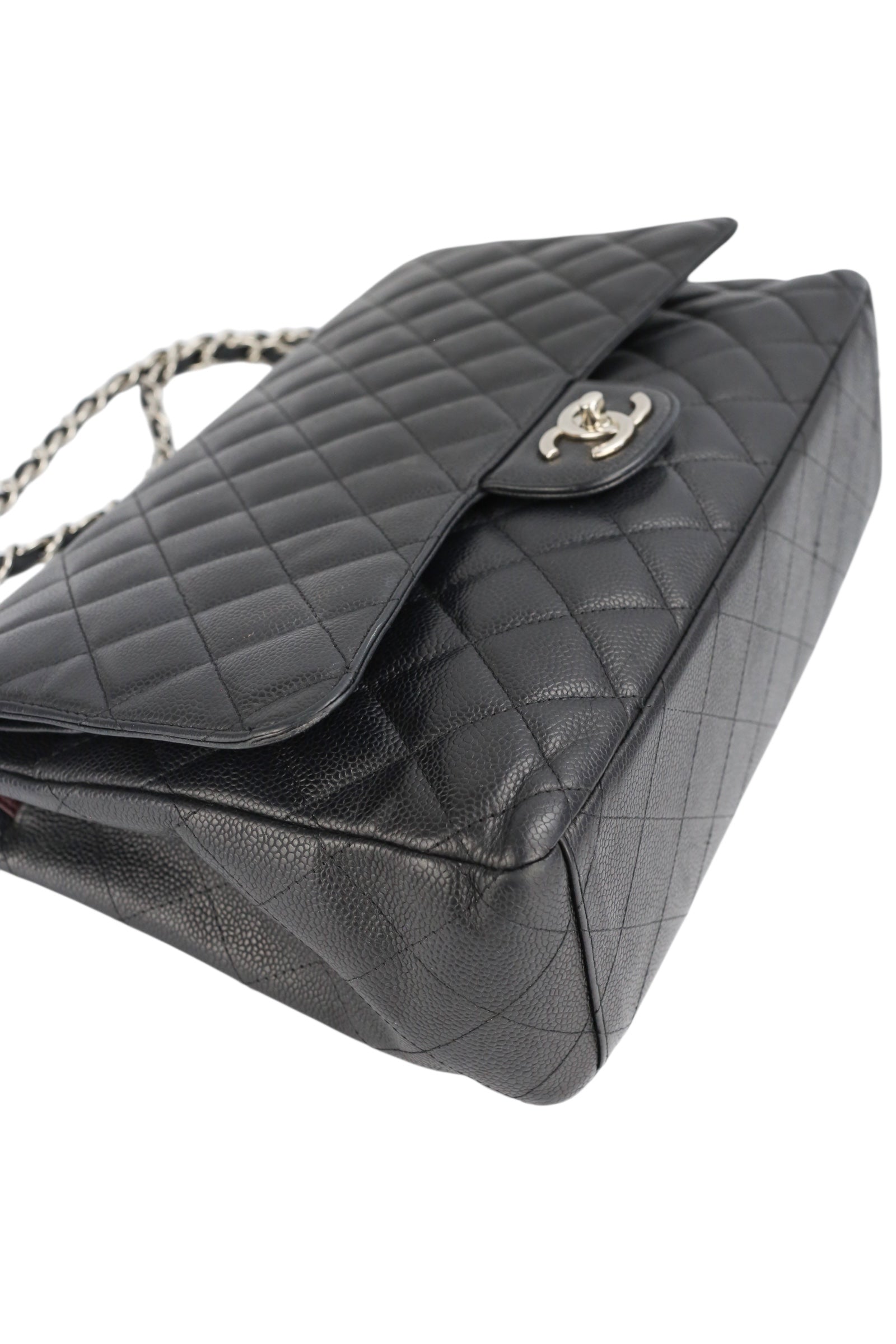 Chanel Black Caviar Double Flap Maxi In Box