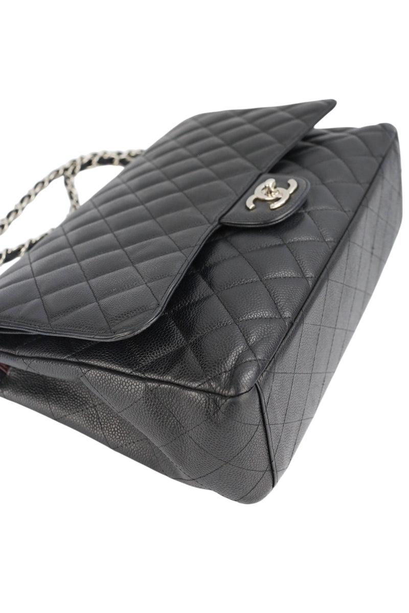 Chanel Black Caviar Double Flap Maxi In Box