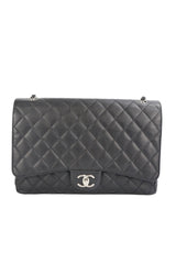 Chanel Black Caviar Double Flap Maxi In Box