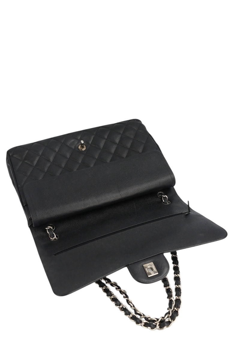 Chanel Black Caviar Double Flap Maxi In Box