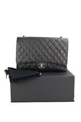 Chanel Black Caviar Double Flap Maxi In Box