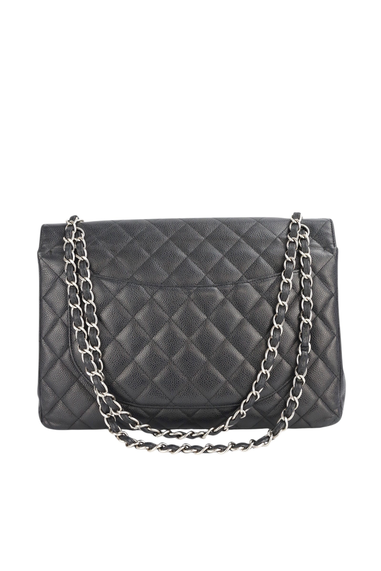Chanel Black Caviar Double Flap Maxi In Box